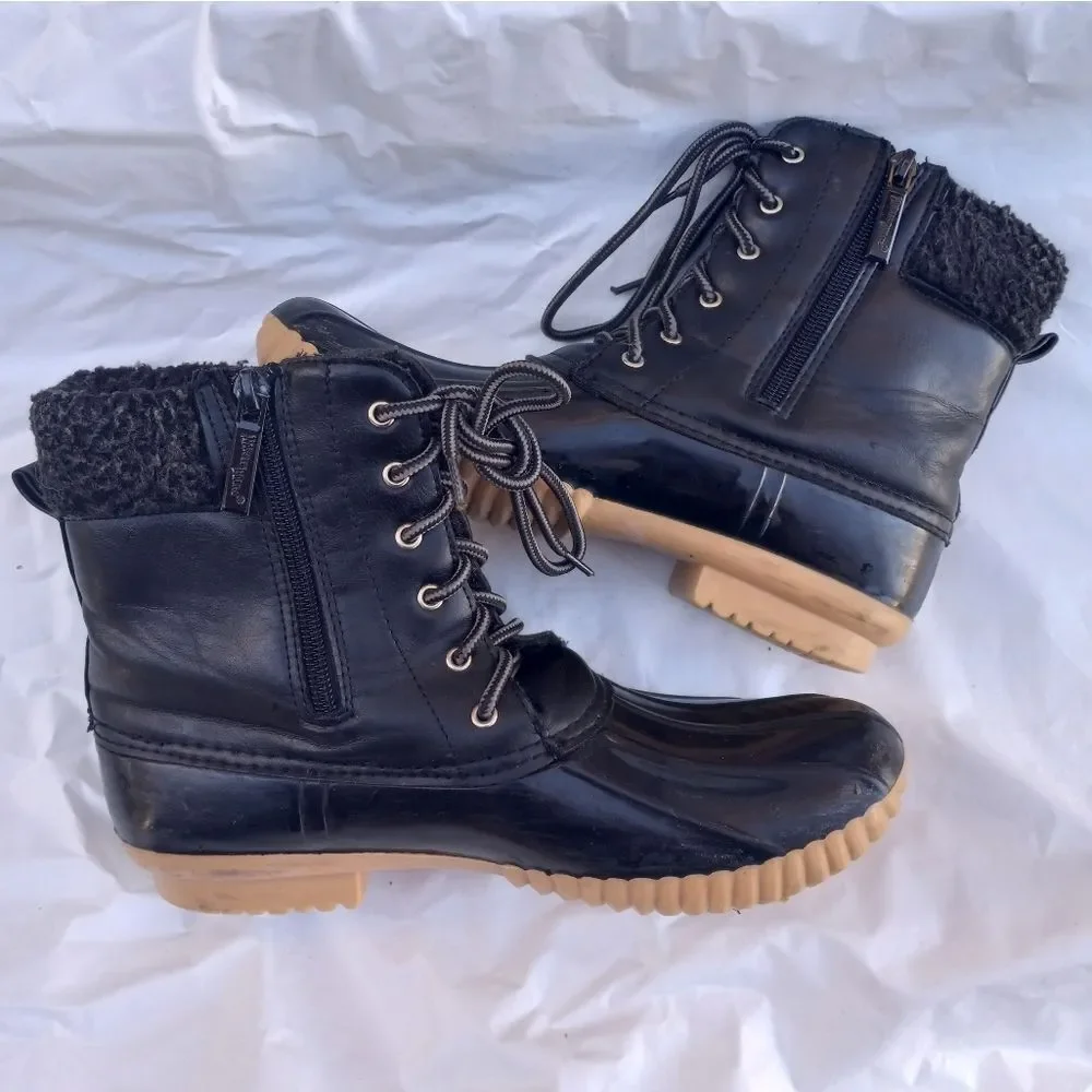 Nature Breeze Womens Winter Boots Mid Calf Water Proof Faux  Fur Black Size 8